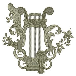 Lyre Harp Embroidery Design